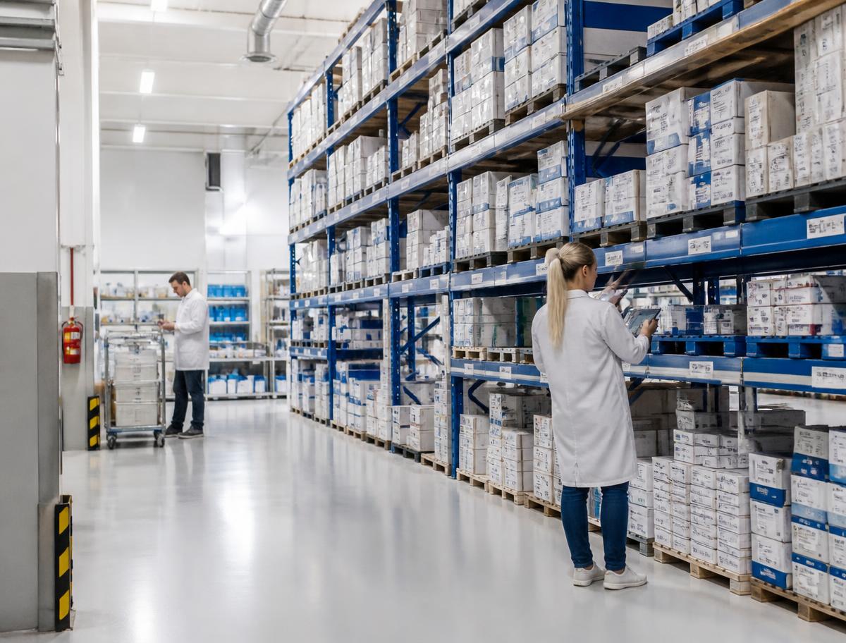 Medical device inventory being managed in a clean logistics facility